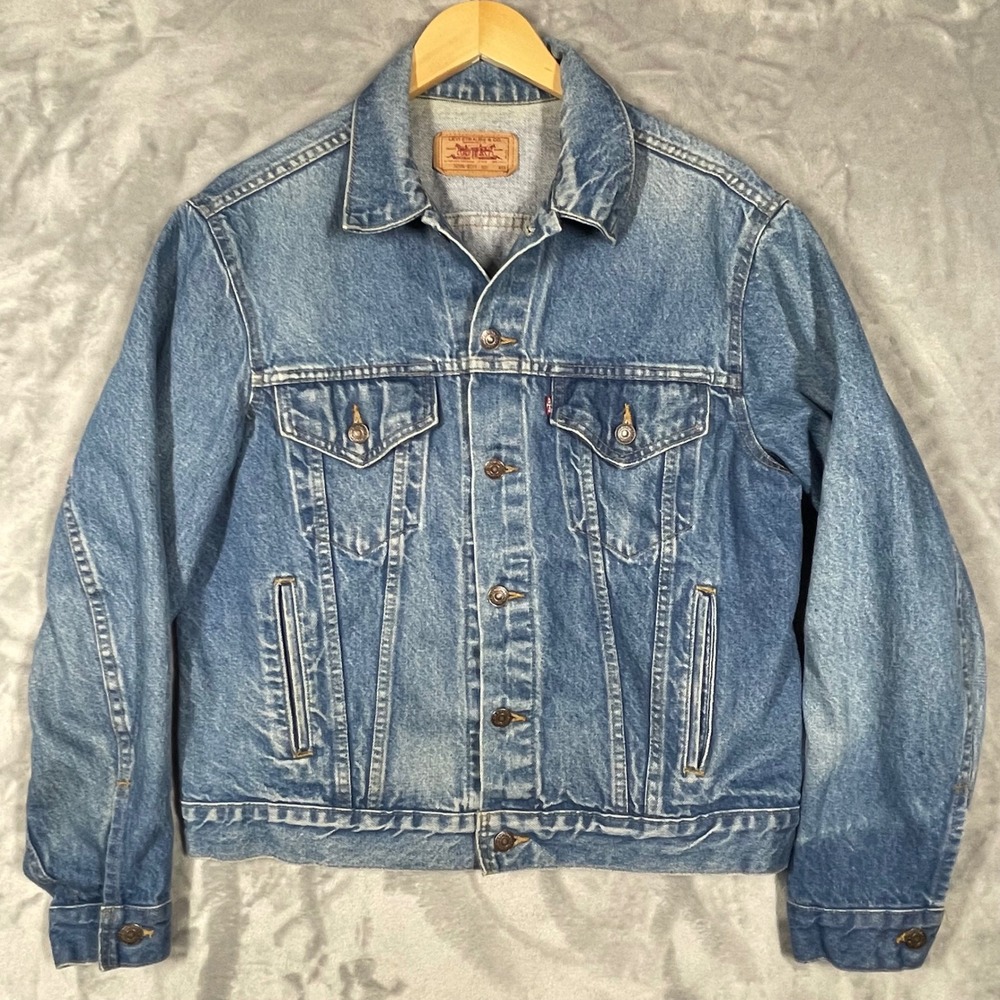 Vintage 80s Levis 70506-0214 Denim Trucker Jacket Men 44R USA Faded M Type 3